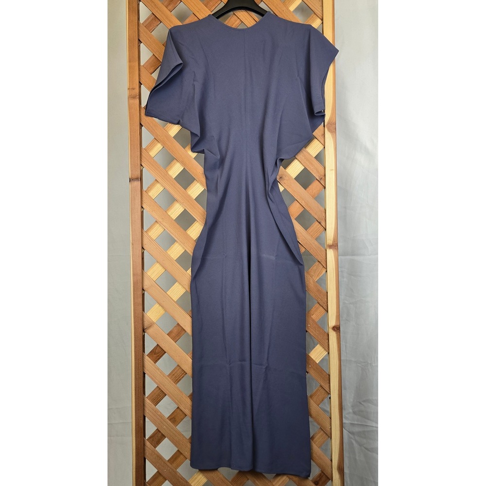 LUXELY Flutter Sleeve Maxi Dress Womens 0 Navy Blue Crepe Y10059M - NEW